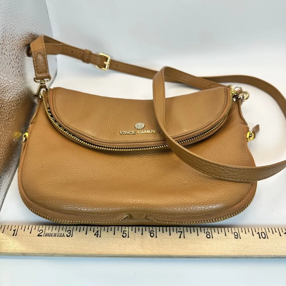 Vince Camuto Crossbody Bag Women Small Tan Leather Classic Minimalist Boho